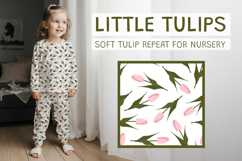 Cute Pink Tulip Girl Seamless Pattern Product Image 1