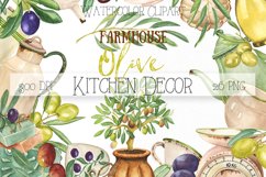 Watercolor Olive Kitchen Decor Clipart. Farmhouse Clipart. Product Image 1