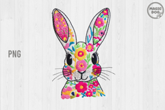 Faux Embroidery Floral Bunny|Funny Bunny Easter with Flowers Product Image 1