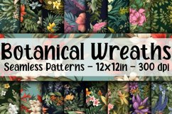 Botanical Wreaths Digital Papers - Seamless Patterns Product Image 1