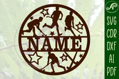 Field Hockey male name sign svg laser cut template Product Image 2