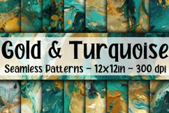 Gold and Turquoise Digital Papers - Seamless Patterns Product Image 1