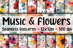 Music and Flowers Digital Papers - Seamless Patterns Product Image 1