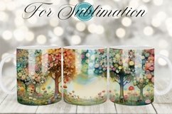 WHIMSICAL TREE MUG SUBLIMATION DESIGN, COFFEE MUG WRAP Product Image 1