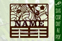Sports ball medal holder Name svg laser cut template Product Image 2
