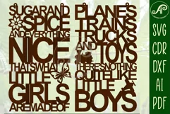 Sugar and spice and little boys signs svg laser cut temp Product Image 1