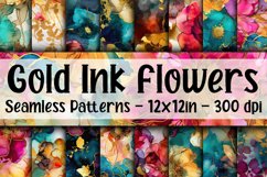 Gold Alcohol Ink Flowers Digital Papers - Seamless Patterns Product Image 1