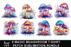 Magic Mushroom T Shirt Design Bundle | Watercolor Mushrooms Product Image 1