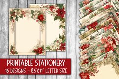 Christmas Flowers Stationery - Christmas Digital Paper Product Image 1