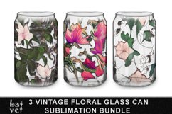 Vintage Floral Glass Can Bundle | Floral Glass Tumbler Wrap Product Image 1