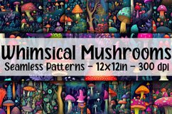 Whimsical Mushrooms Digital Papers - Seamless Patterns Product Image 1