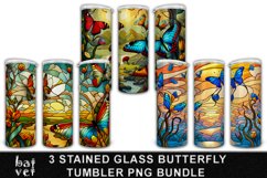Stained Glass Butterfly Tumbler Sublimation Bundle Wrap PNG Product Image 1