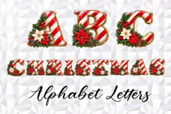 Candy Cane Christmas Alphabet, Monograms, Letters PNG Product Image 4