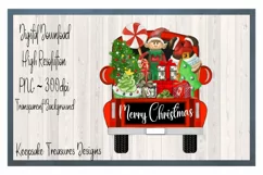 Merry Christmas, Hand Drawn Truck Illustration, PNG Product Image 1