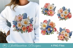 Wildflowers Clipart PNG Sublimation Design Product Image 1