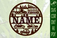 Cars and trucks name sign svg laser cut template Product Image 2