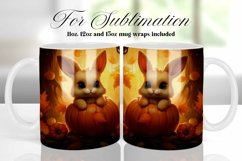 FALL BUNNY COFFEE MUG WRAP SUBLIMATION DESIGN Product Image 1