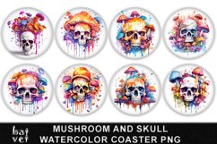 Mushroom and Skull Coaster Sublimation | Watercolor Coaster Product Image 1