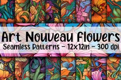 Art Nouveau Flowers Digital Papers - Seamless Patterns Product Image 1