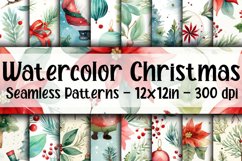 Watercolor Christmas Digital Papers - Seamless Patterns Product Image 1