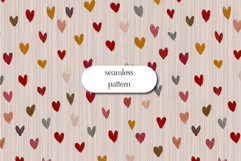 Seamless Hand Drawn Heart Pattern with Soft Vertical Stripes Product Image 1