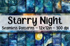 Starry Night Galaxy Digital Papers - Seamless Patterns Product Image 1