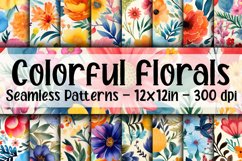 Colorful Florals Digital Papers - Seamless Patterns Product Image 1