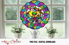 Bird Wild Flower Stain Glass Wind Spinner | PNG Sublimation Product Image 1