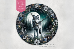 Wolf Clock Face PNG Moonlit Forest Animal Wall Clock Product Image 1