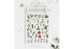 Watercolor Christmas floral greenery leaves clipart Product Image 2