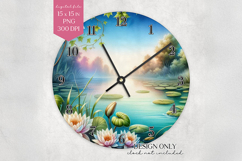 Lily Pond Clock Face PNG Nature Wall Clock Sublimation Product Image 1