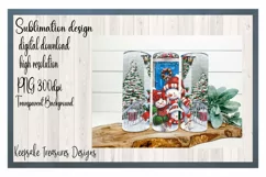 Snowmen Illustration, Christmas Skinny Tumbler Template, PNG Product Image 1