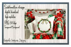 Poinsettia Hand Drawn Wreath, PNG Sublimation Design Product Image 1