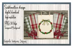 Poinsettia Hand Drawn Wreath, PNG Sublimation Design Product Image 3