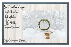Poinsettia Hand Drawn Wreath, PNG Sublimation Design Product Image 4