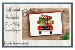 Merry Christmas, Hand Drawn Truck Illustration, PNG Product Image 4