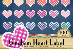 100 Gingham Heart Frames, Planner Wedding Scrapbook Product Image 1