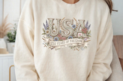 Cottagecore 250th Anniversary Floral T Shirt Graphic Product Image 2