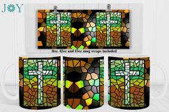 FAUX STAINED GLASS CROSS SUBLIMATION MUG WRAP DESIGN Product Image 2
