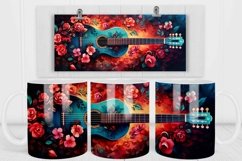 GUITAR AND FLOWERS COFFEE MUG WRAP SUBLIMATION DESIGN Product Image 2