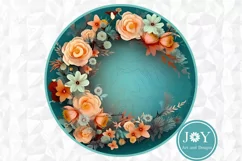 FLOWERS ROUND PNG CLIPART FOR DOOR HANGER, COASTERS AND MORE Product Image 2