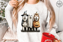 Halloween Ghost Siberian Husky Dog|Pumpkin Dog|Boo Dog PNG Product Image 2
