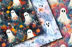Ghosts and Flowers Digital Papers - 16 Seamless Patterns Product Image 2