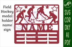 Field hockey female medal holder Name svg laser cut template Product Image 3