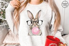 Watercolor Bunny with Glasses &amp; Bubblegum|Easter Bunny Product Image 2