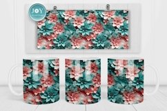 3D FLOWERS COFFEE MUG WRAP SUBLIMATION DESIGN Product Image 2