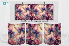 FLOWERS AND BUTTERFLIES MUG WRAP SUBLIMATION DESIGN Product Image 2