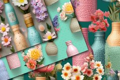 Bottle Flower Bouquets Digital Papers - Seamless Patterns Product Image 2