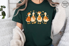 Fall Goose|Cozy Season Fall Gooses|Retro Autumn Goose PNG Product Image 2