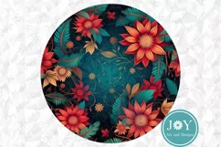 FLOWERS ROUND PNG CLIPART FOR DOOR HANGER, COASTERS AND MORE Product Image 2
